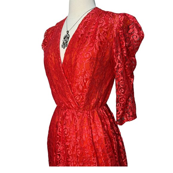 Diamond's Run Dresses Vintage Coral Floral Lace Dress Poshmark